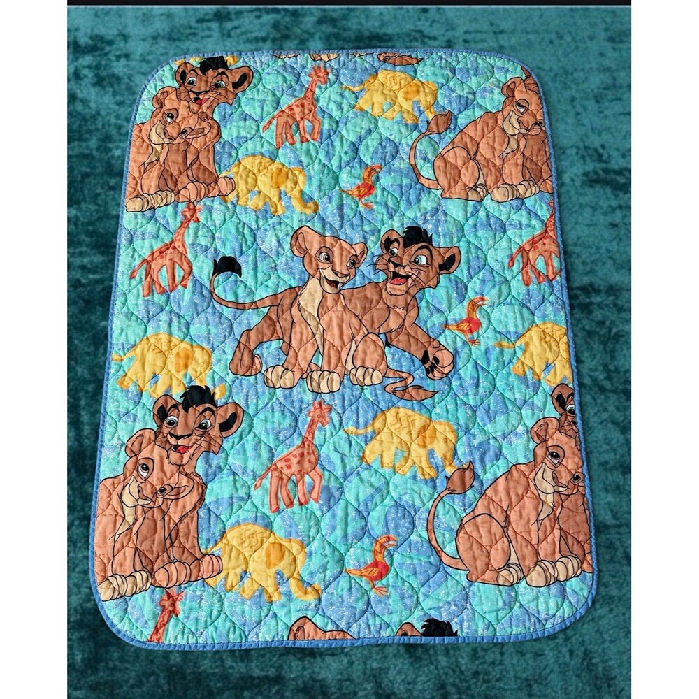 Vintage Disney The Lion King Simba & Nala Quilted Baby Blanket Throw